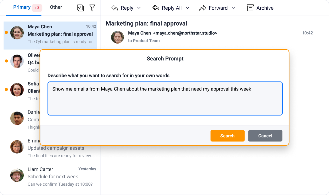 eM Client: Natural language search